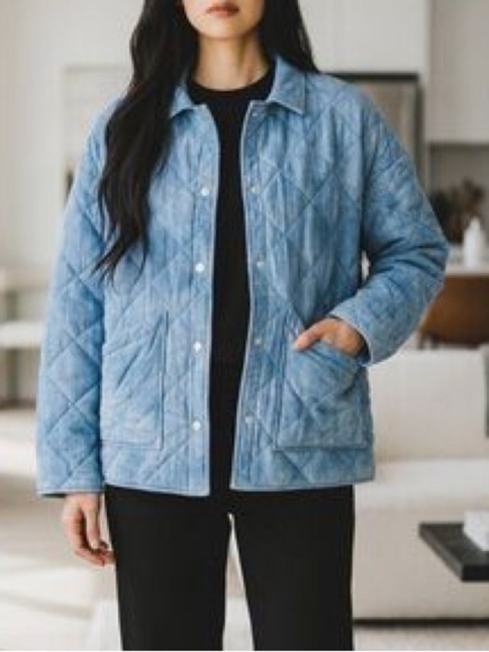 Bagatelle Collection size L - 100% cotton Light Blue Quilted Jacket